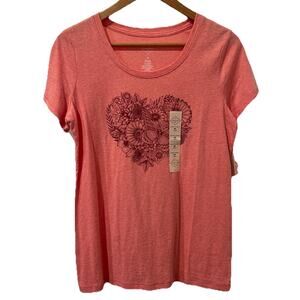 3 for $25-St Johns Bay Woman T-shirt Red Heart-Peach-Size Med NWT